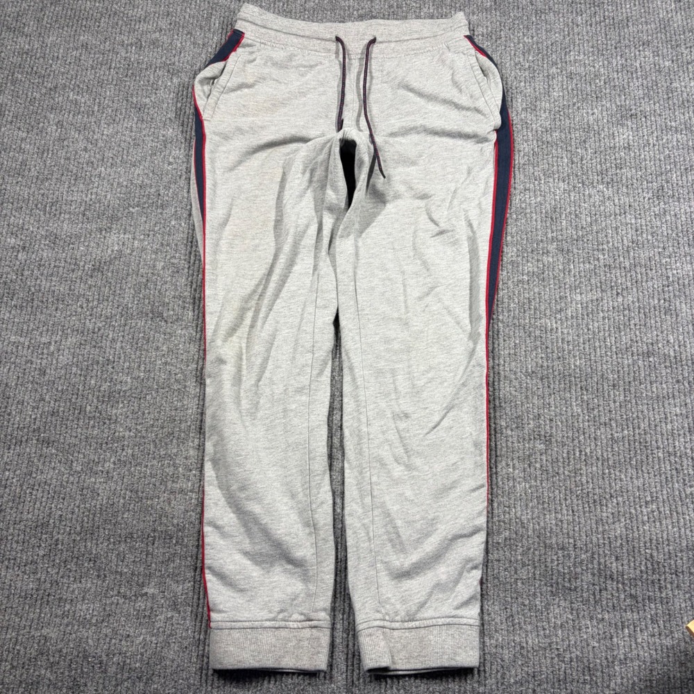 No Boundaries Sweatpants Mens S Gray Jogger Red Navy Stripe Side Tape S 28-30